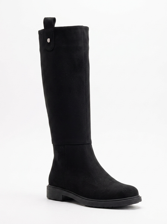 Maeve - Black Suede Knee High Rain Boots