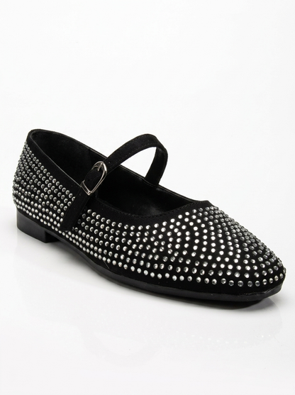 Emilie - Studded Mini Crystal Mary Jane Flats