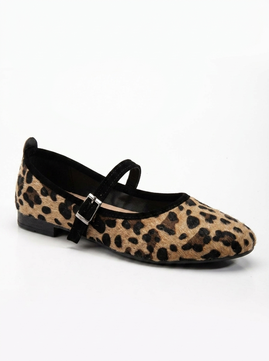 Emilie - Leopard Suede Mary Jane Flats