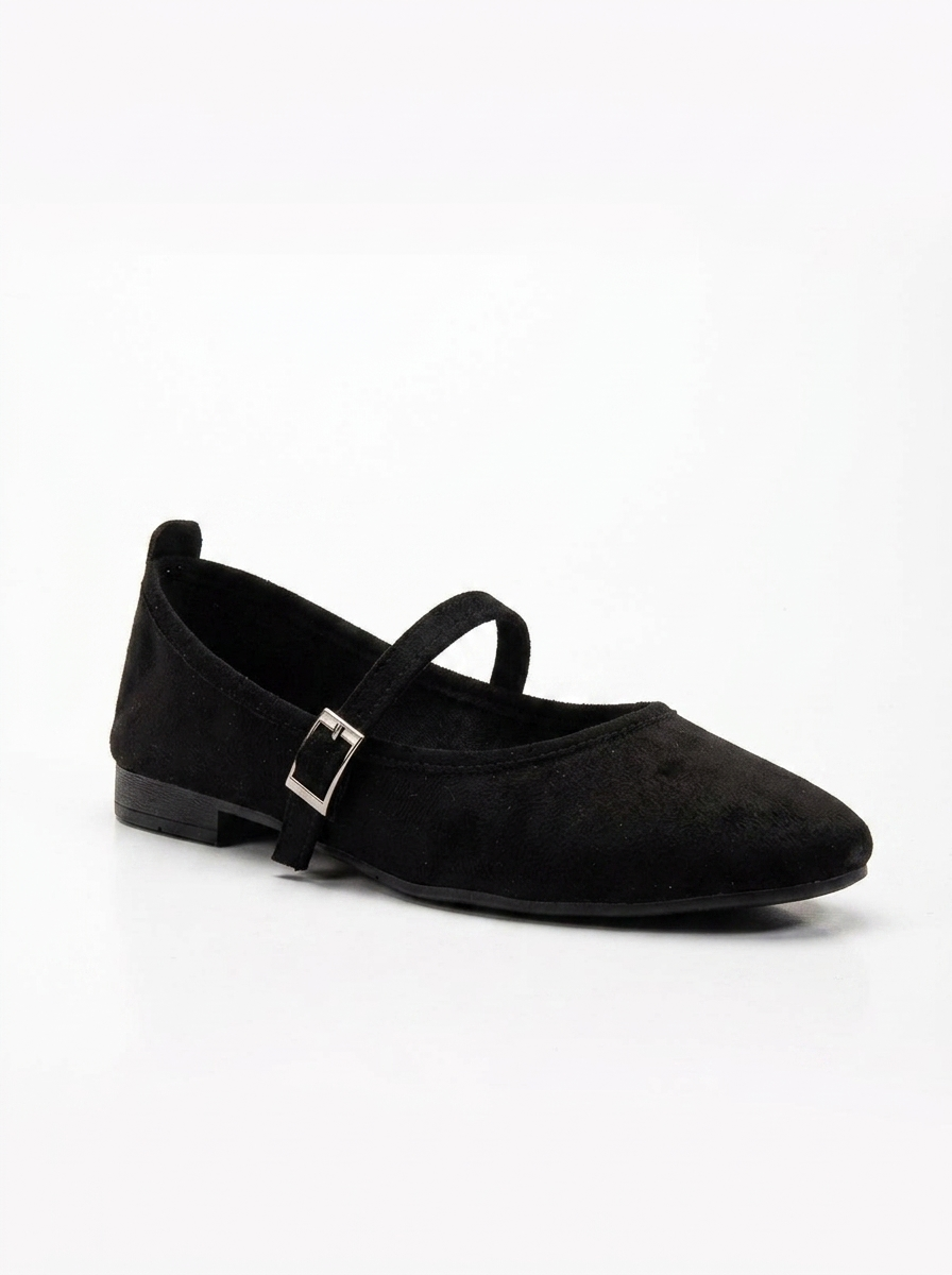 Emilie - Black Suede Mary Jane Flats
