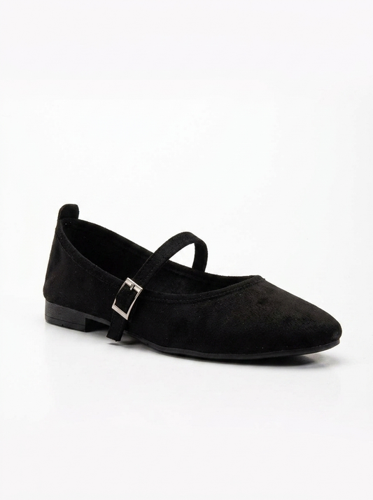 Emilie - Bailarinas Mary Jane de Ante Negro