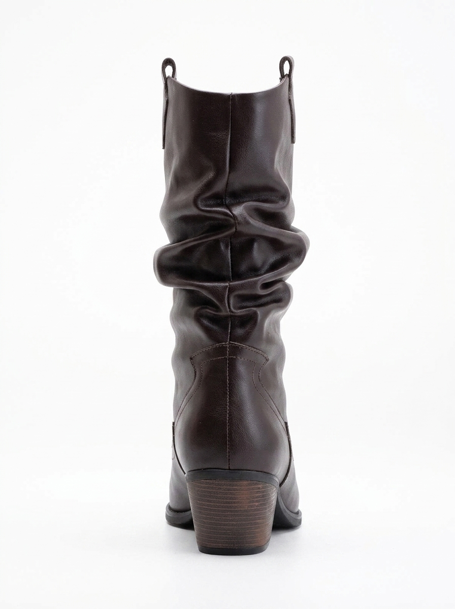 Bonnie - Dark Brown Slouch Western Boots