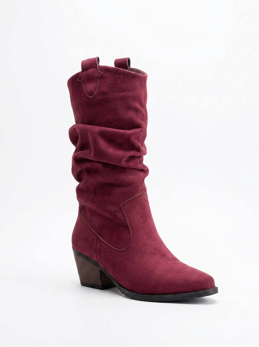 Bonnie - Burgundy Suede Western Boots