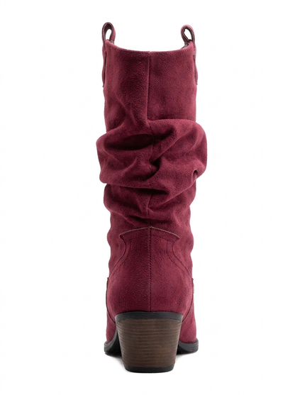 Bonnie - Burgundy Suede Western Boots