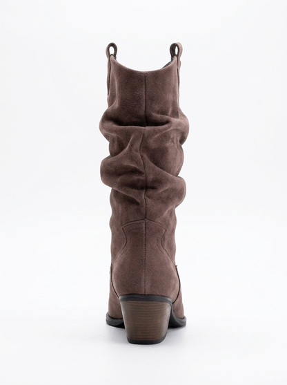 Bonnie - Brown Suede Slouch Western Boots