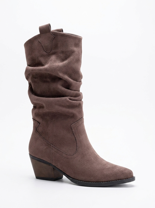 Bonnie - Brown Suede Slouch Western Boots