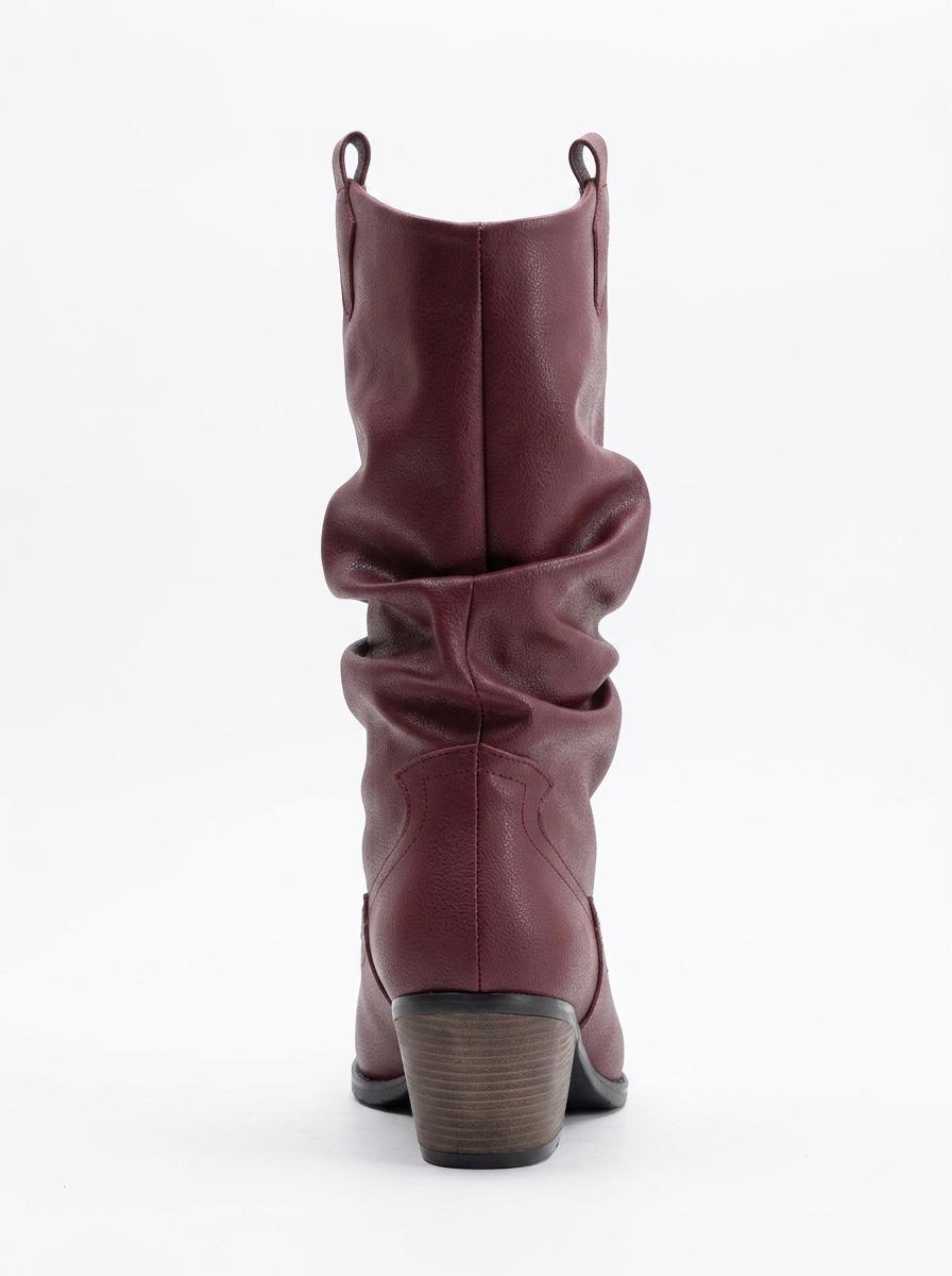 Bonnie - Burgundy Slouch Western Boots