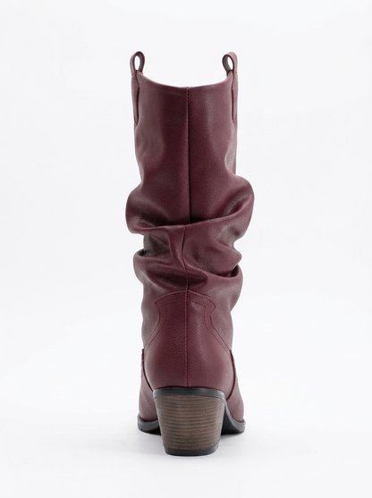 Bonnie - Burgundy Slouch Western Boots