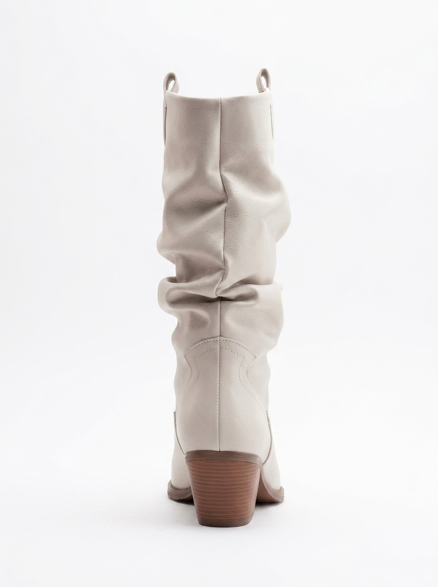 Bonnie - Beige Slouch Western Boots