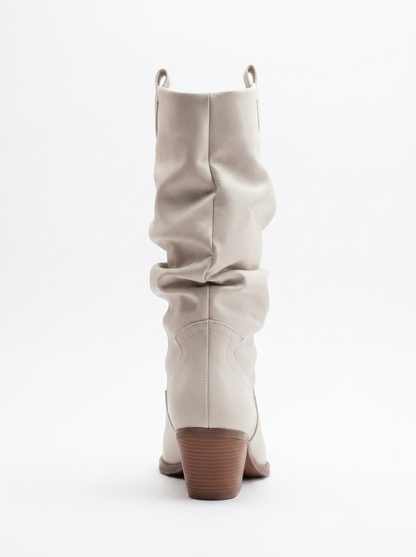 Bonnie - Beige Slouch Western Boots