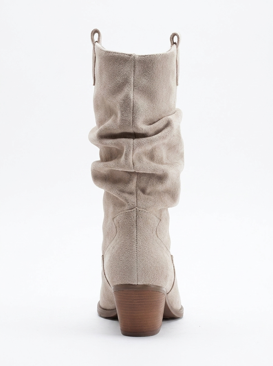Bonnie - Beige Suede Slouch Western Boots
