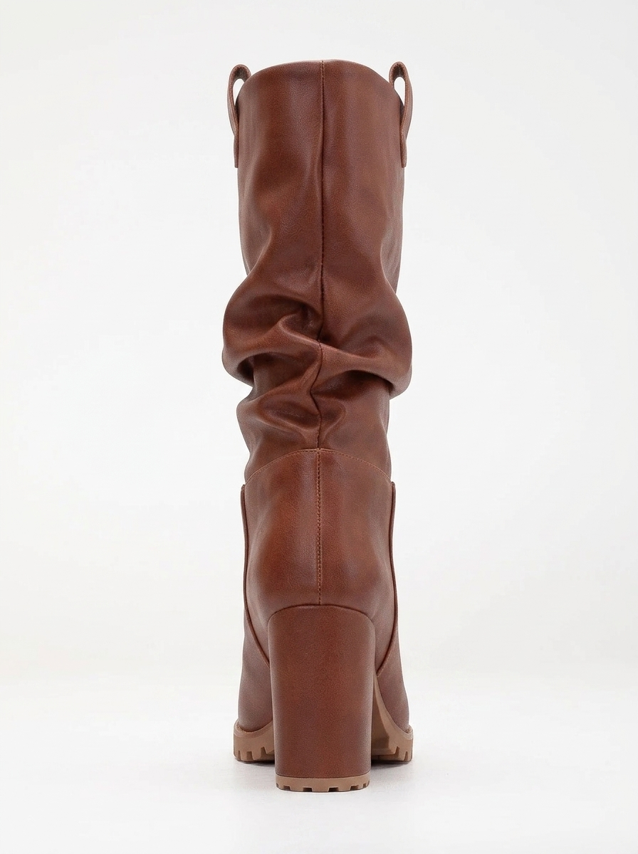Anais - Cognac Brown Slouch Platform Boots