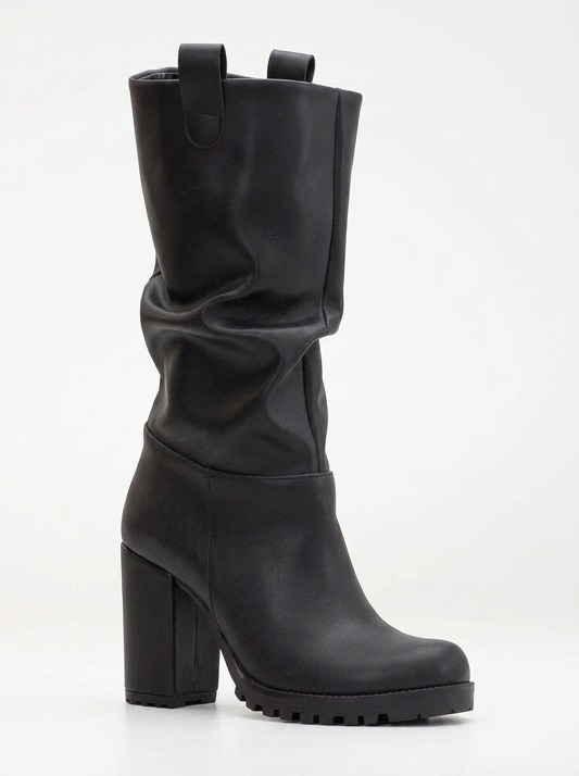 Anais - Black Slouch Platform Boots