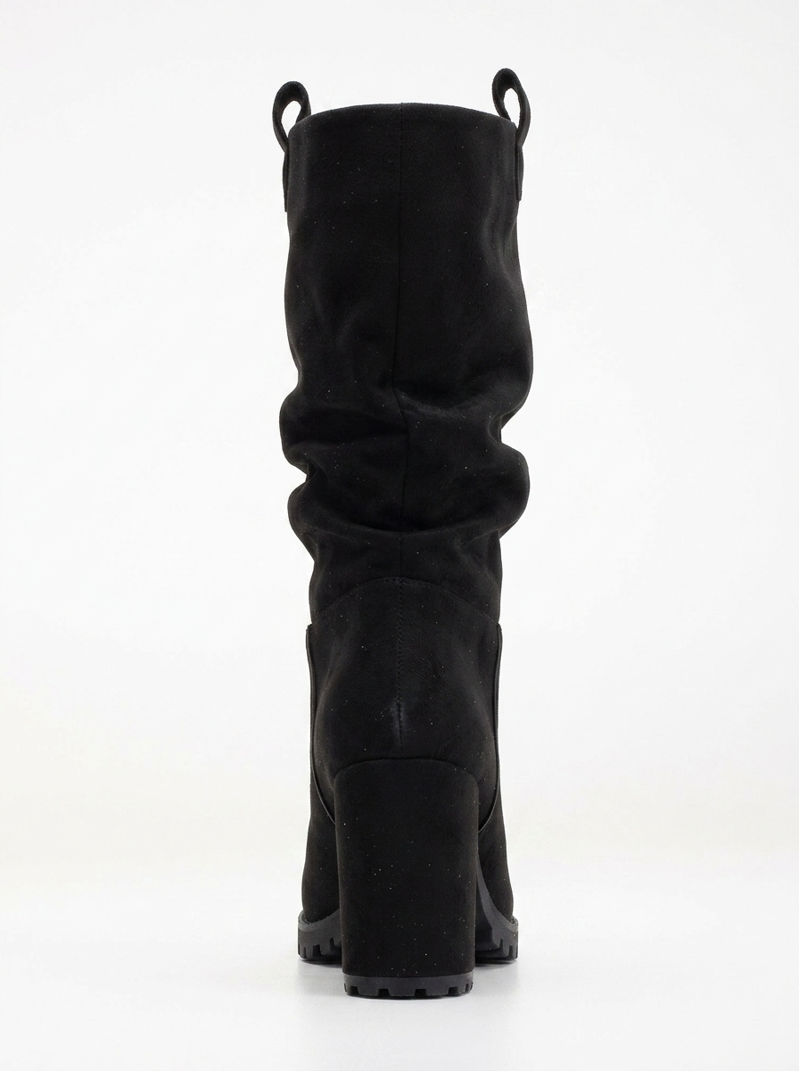 Anais - Black Suede Slouch Platform Boots