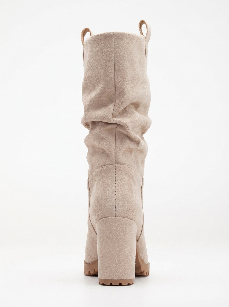 Anais - Beige Suede Slouch Platform Boots