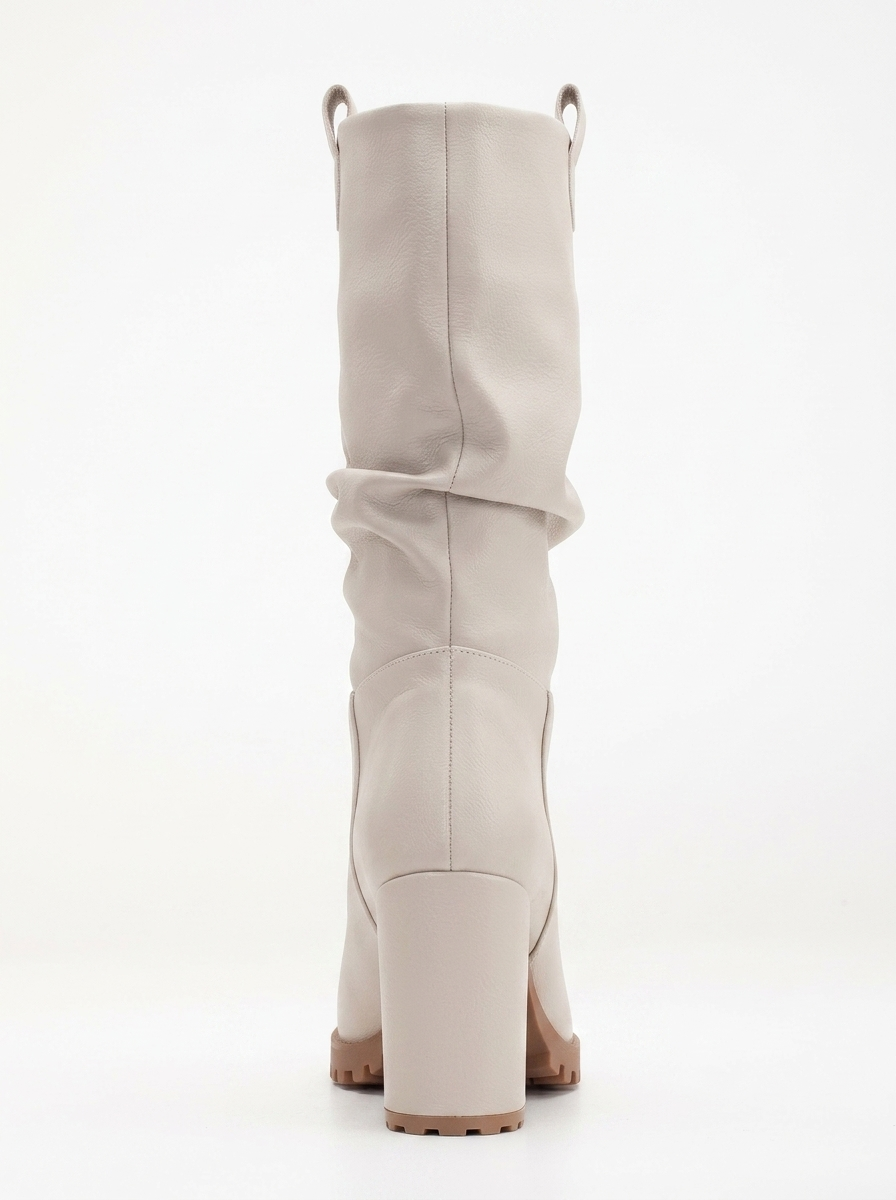 Anais - Beige Slouch Platform Boots