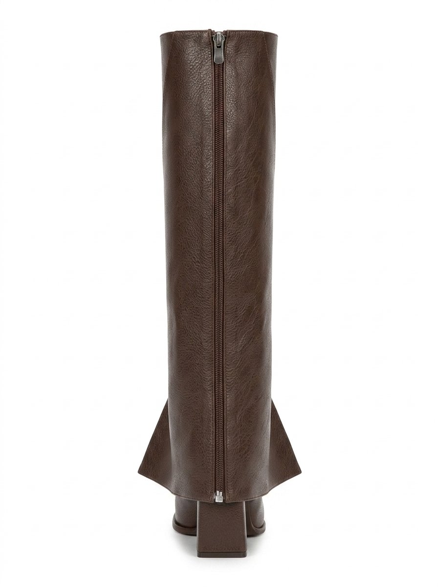 Aja - Coffee Block Heel Convertible Knee High Boot (Women)