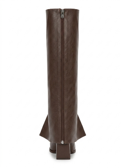 Aja - Coffee Block Heel Convertible Knee High Boot (Women)
