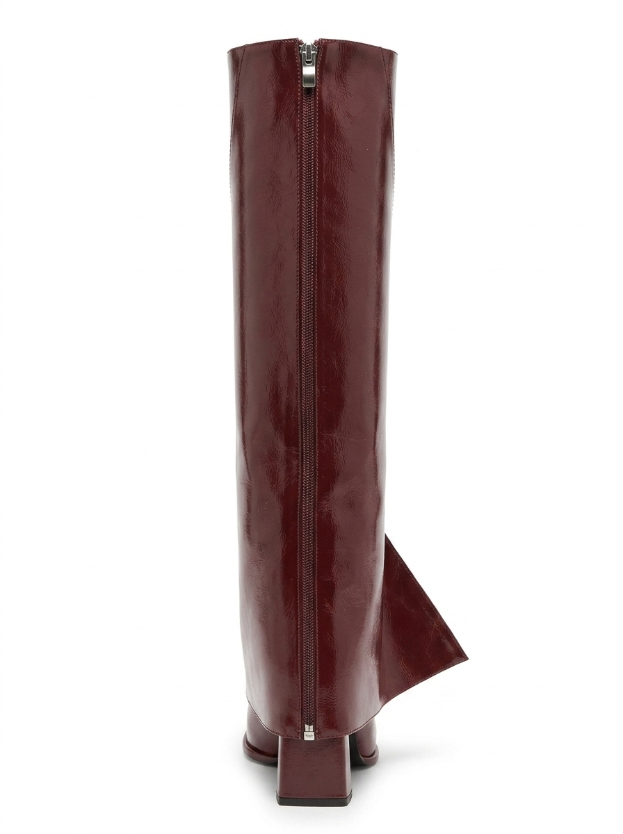 Aja - Bota alta de tacón de bloque convertible color rojo borgoña (Mujer)