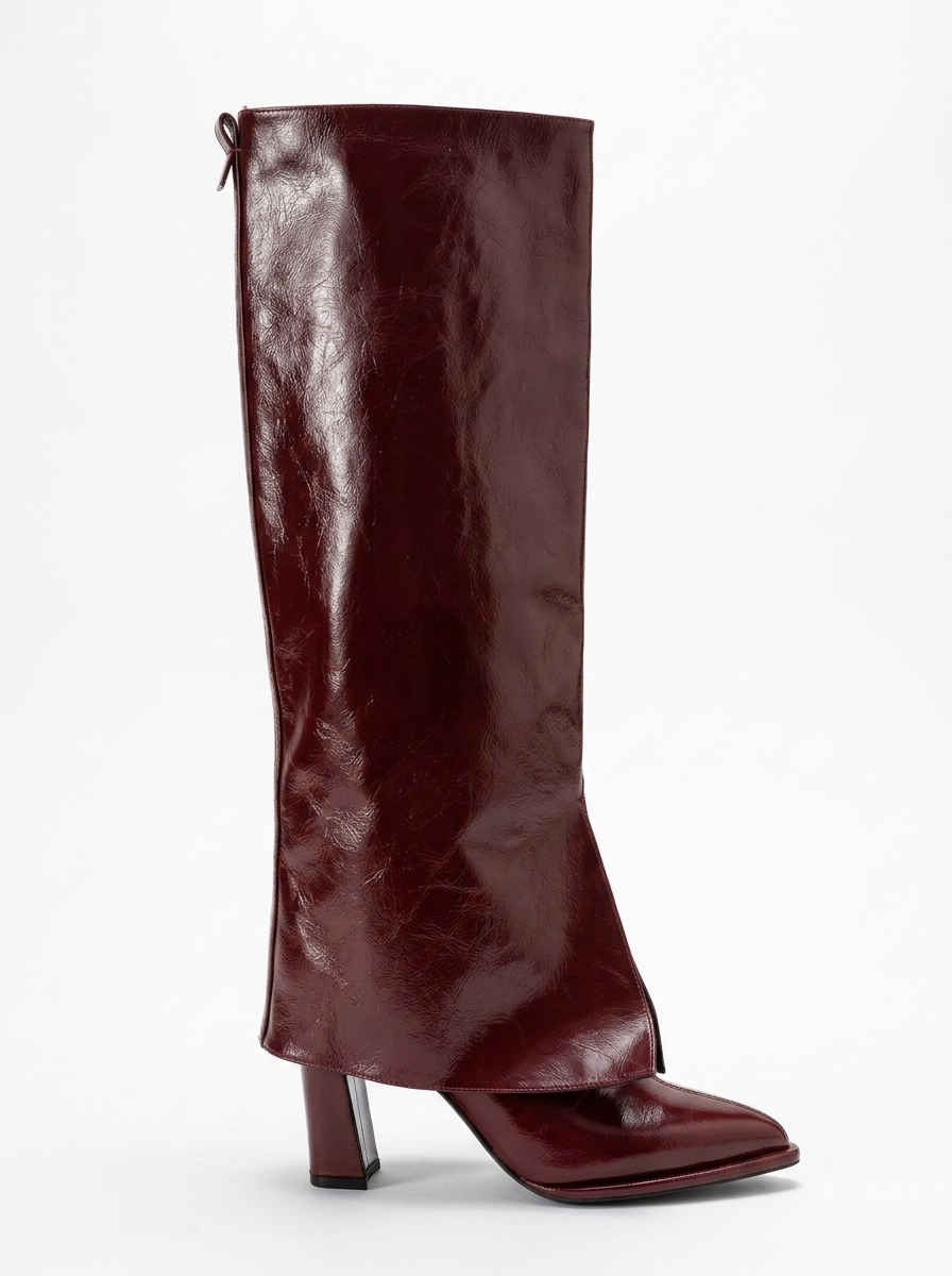 Aja - Bota alta de tacón de bloque convertible color rojo borgoña (Mujer)