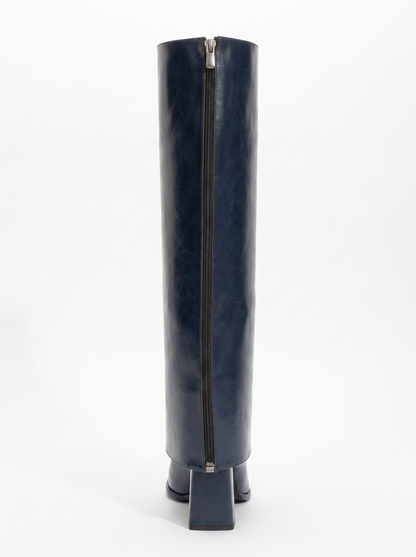 Aja - Bota alta convertible de tacón en bloque azul marino (mujer)