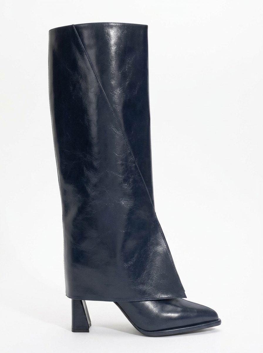 Aja - Bota alta convertible de tacón en bloque azul marino (mujer)