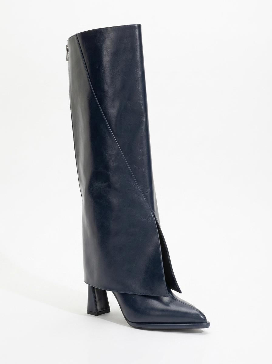 Aja - Bota alta convertible de tacón en bloque azul marino (mujer)