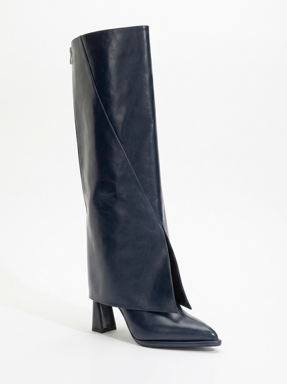 Aja - Bota alta convertible de tacón en bloque azul marino (mujer)