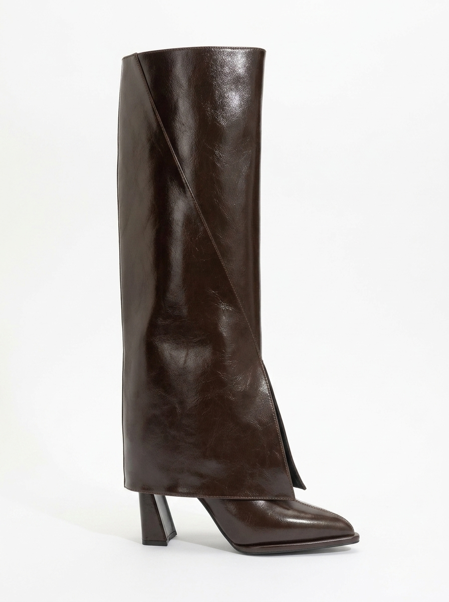 Bota Aja para mujer hasta la rodilla con tacón de bloque marrón convertible