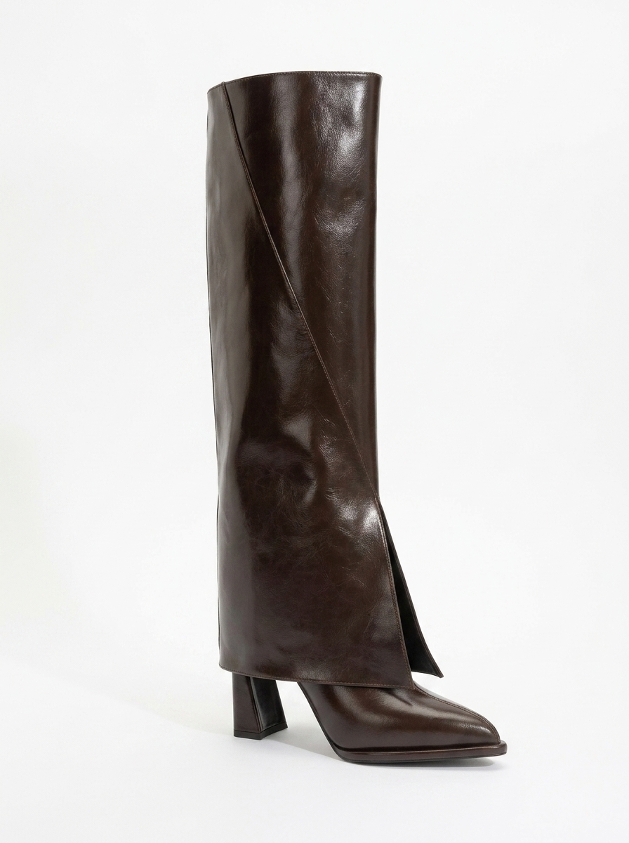 Bota Aja para mujer hasta la rodilla con tacón de bloque marrón convertible