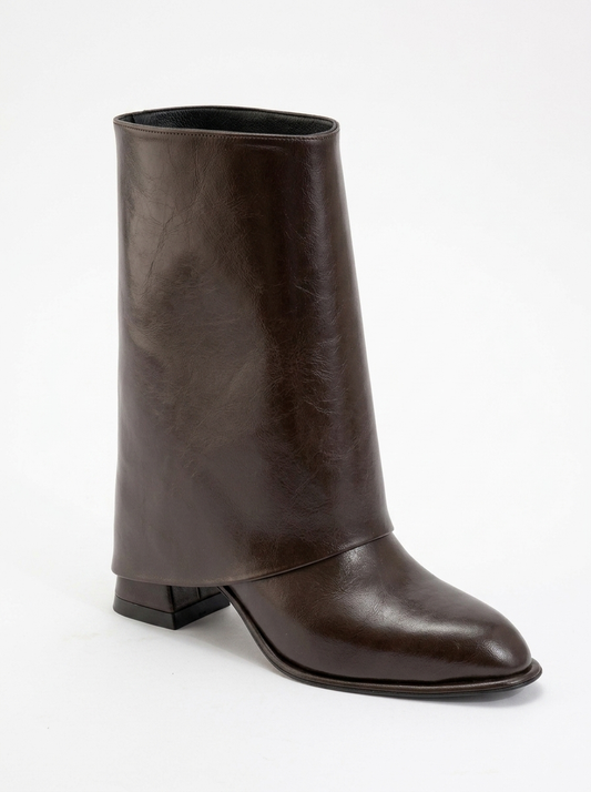 Ellas Brown Chunky Heel Boot (Women)