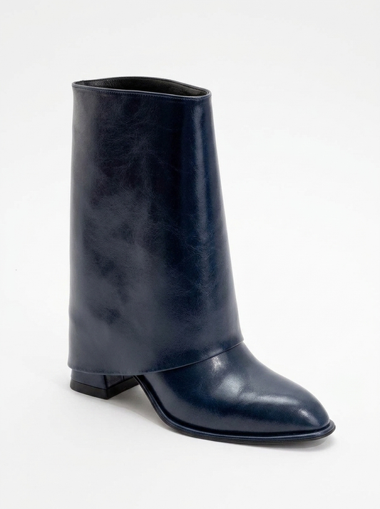 Ellas Navy Chunky Heel Boot (Women)