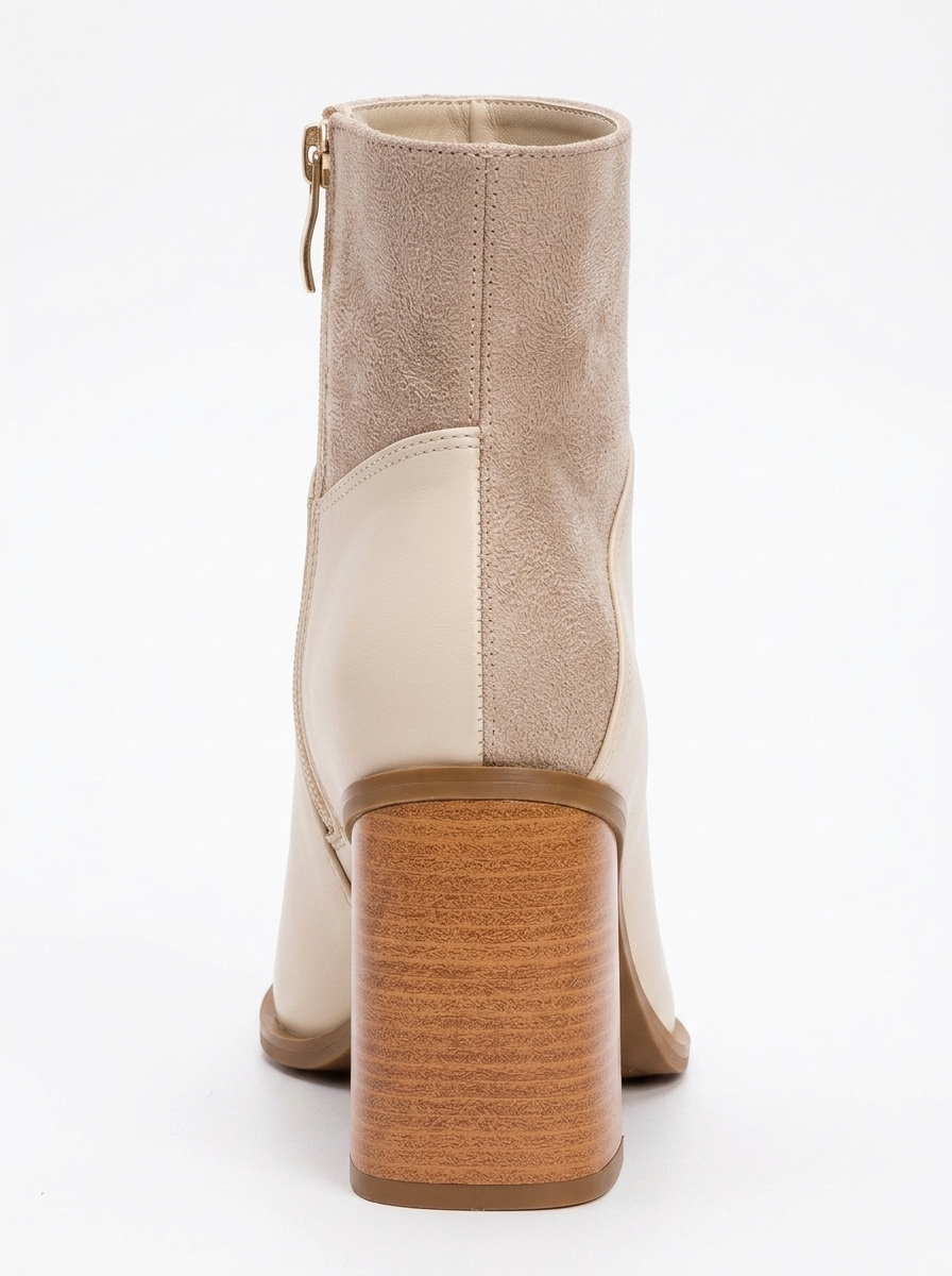 Ropa - Botín con tacón de bloque y cremallera beige (Mujer)