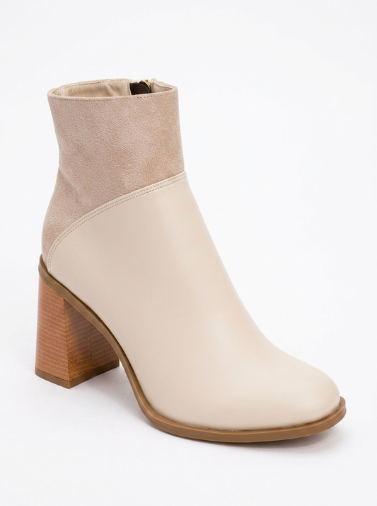 Ropa - Beige Block Heel Zip Boot (Women)