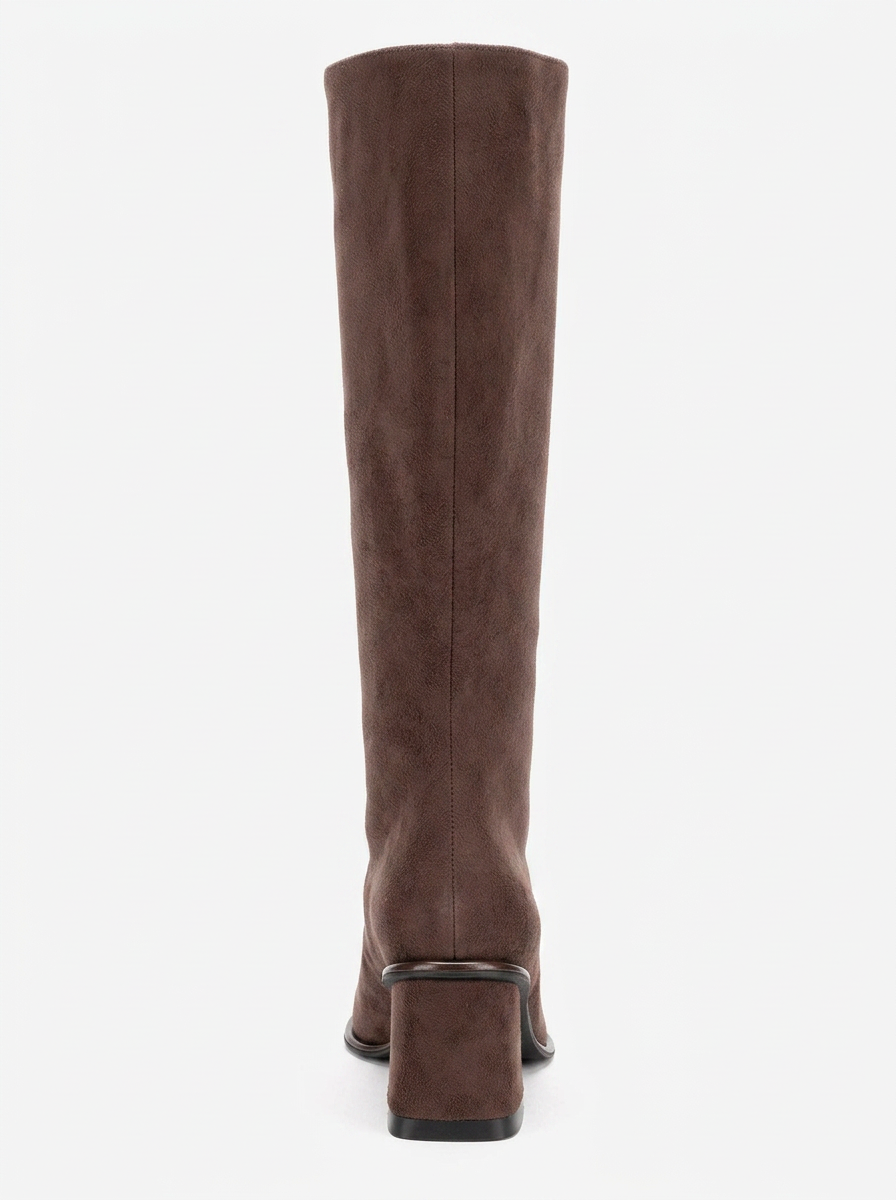 Paradis - Bota alta de ante marrón con tacón de bloque (Mujer)