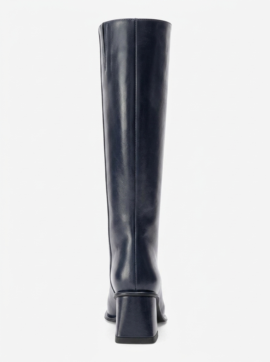 Paradis - Bota alta con tacón de bloque en color azul marino (Mujer)