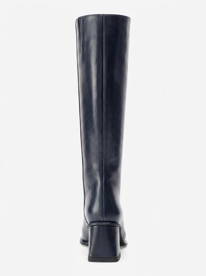 Paradis - Bota alta con tacón de bloque en color azul marino (Mujer)