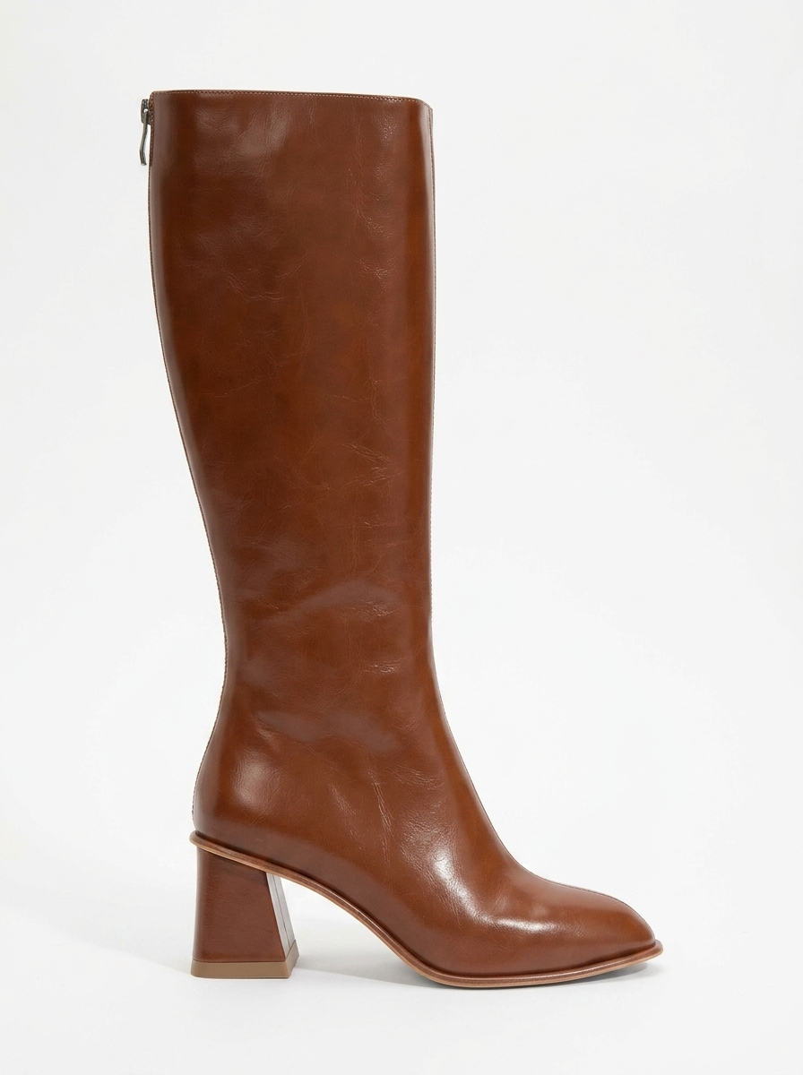Paradis - Bota alta con tacón de bloque Cognac (Mujer)