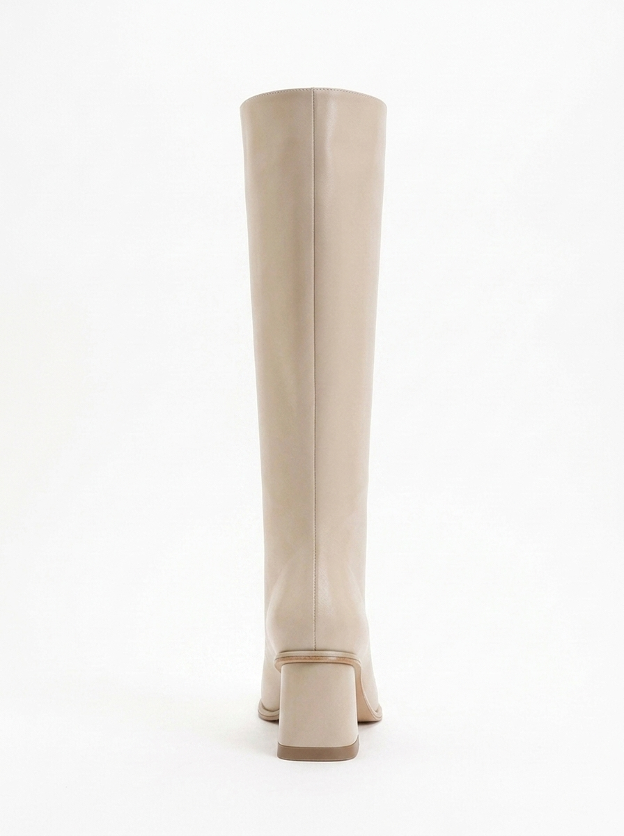 Paradis - Bota alta de tacón de bloque beige (mujer)