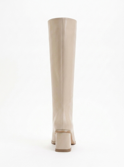 Paradis - Bota alta de tacón de bloque beige (mujer)