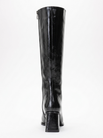 Paradis - Bota alta de tacón de bloque en negro (Mujer)
