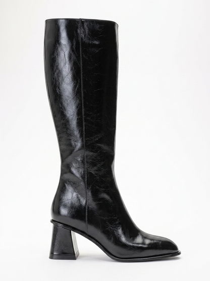 Paradis - Bota alta de tacón de bloque en negro (Mujer)