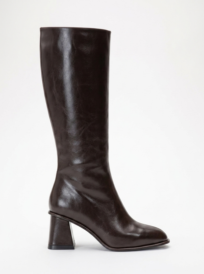 Paradis - Bota alta de tacón grueso color marrón (mujer)