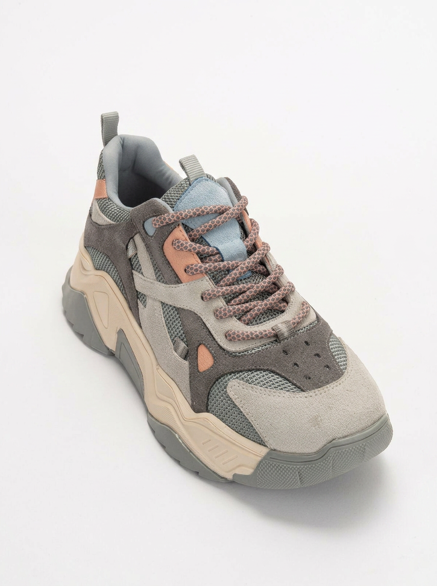Loretta - Gray Pink Platform Sneakers