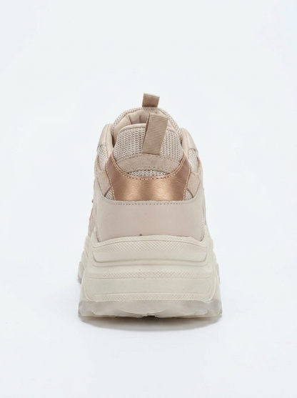 Loretta - Beige Platform Sneakers