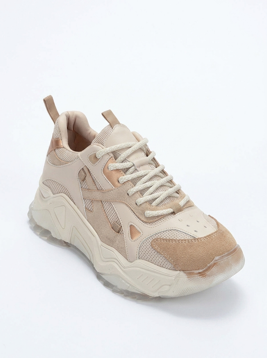 Loretta - Beige Platform Sneakers