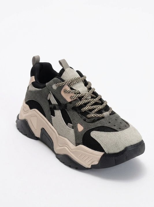 Loretta - Black Gray Platform Sneakers
