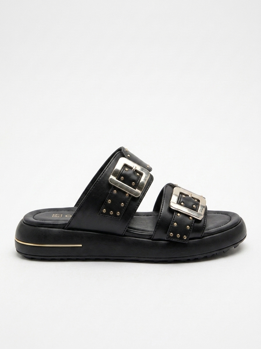 Sandalia Zley Black con Hebilla (Mujer)