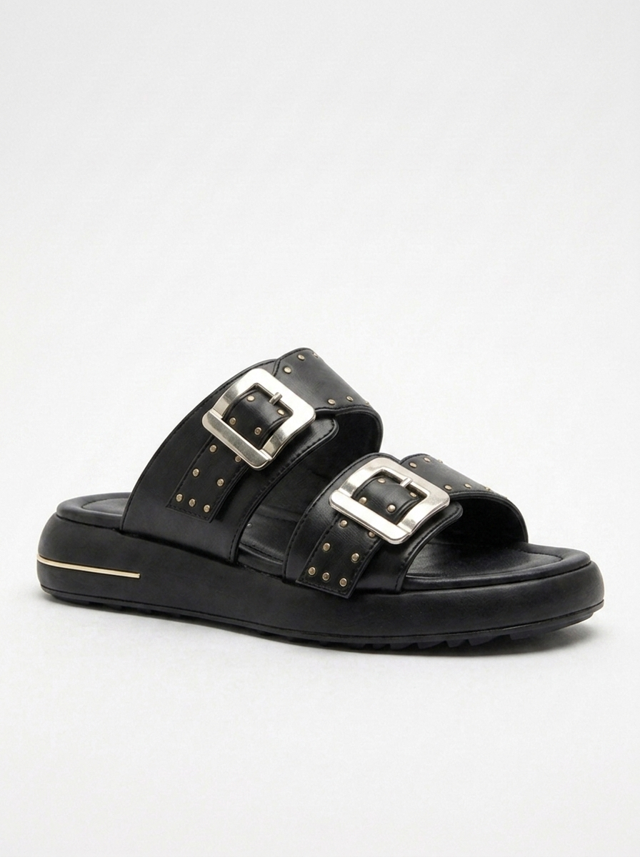 Sandalia Zley Black con Hebilla (Mujer)