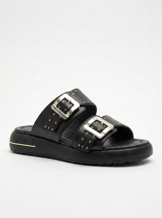 Zley Black Buckle Sandal (Women)